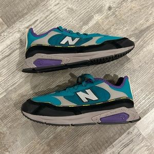 Mens New Balance X-Racer Utility Size 9 Green Grey Purple Pre-Owned NO INSOLES